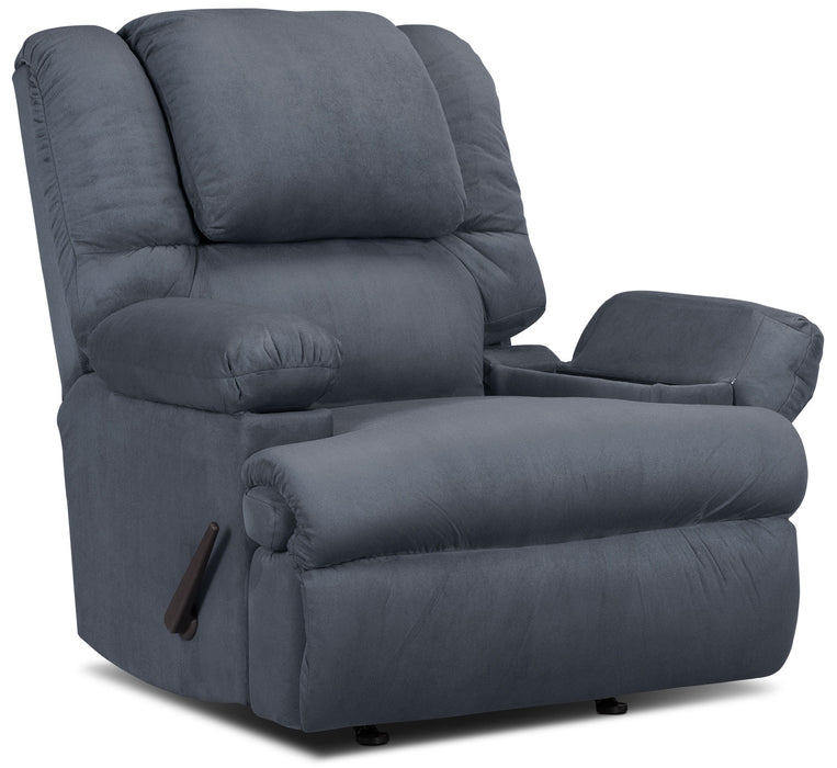 Recliner 5598 Padded Suede Rocker with Storage Arms - Navy
