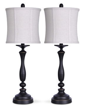 Oil-Rubbed Bronze 2-Piece Table Lamp Set with Linen Shade|Ensemble 2 lampes de table au fini bronze huilé avec abat-jour en lin|ST9030PK
