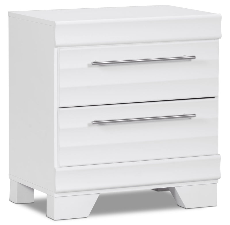 Olivia Nightstand – White - Modern style Nightstand in White Engineered Wood and Laminate Veneers