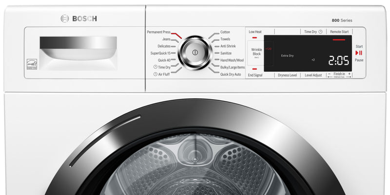 Bosch Home Connect 4.0 Cu. Ft. Ventless Compact 800 Series Dryer – WTG865H2UC