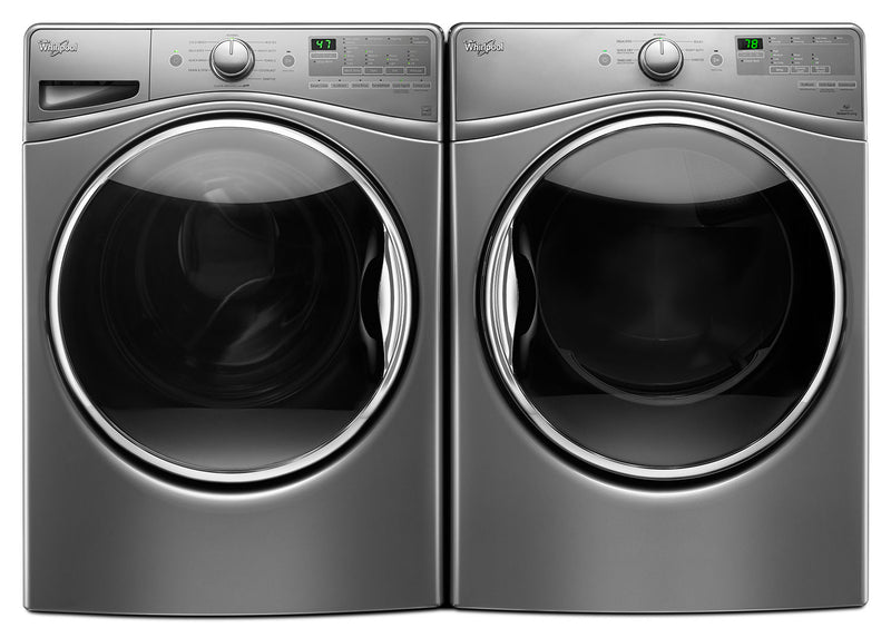 Whirlpool 5.2 Cu. Ft. Front-Load Washer and 7.4 Cu. Ft. Gas Steam Dryer – Stainless Steel