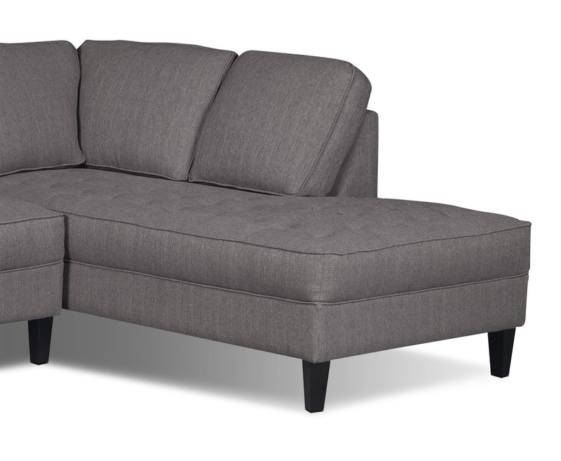 Paris 2-Piece Linen-Look Fabric Right-Facing Sectional - Granite