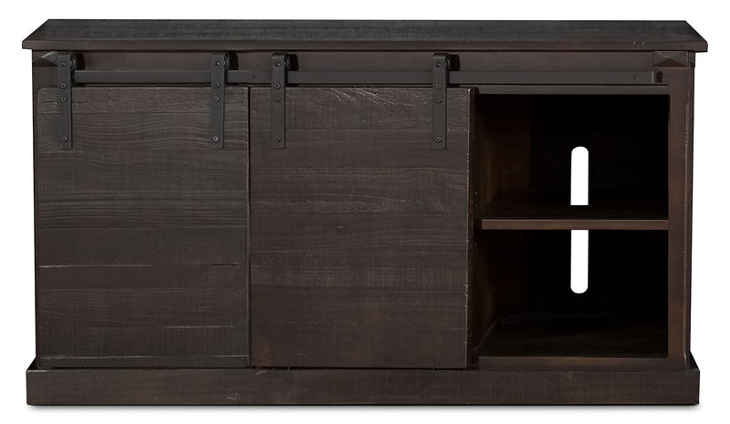 Tortosa 65” TV Stand with Barn Doors – Charred Oak