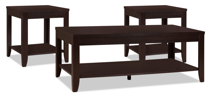 Aspen 3-Piece Coffee and Two End Tables Package - Contemporary style Occasional Table Package in Wood Wood