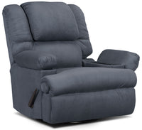 Recliner 5598 Padded Suede Swivel Rocker with Storage Arms - Navy