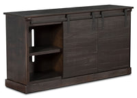 Tortosa 65” TV Stand with Barn Doors – Charred Oak