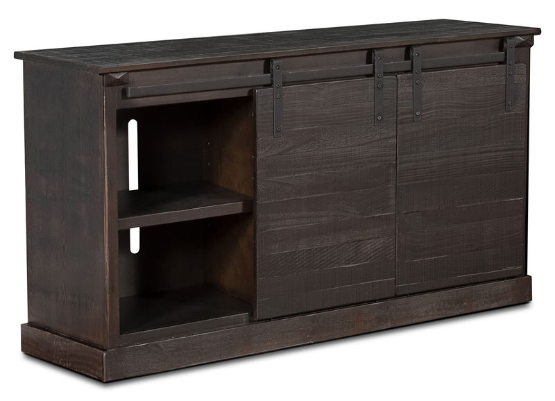 Tortosa 65” TV Stand with Barn Doors – Charred Oak