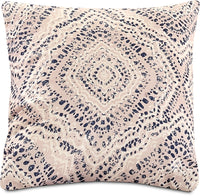 Distressed Medallion Accent Pillow – Off-White, Blue and White
